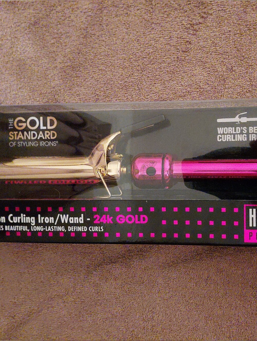 Hot Tools Stylist Pro 24k Gold 1 1/4 Curling Iron Hot Pink Barrel, heats to 430F
